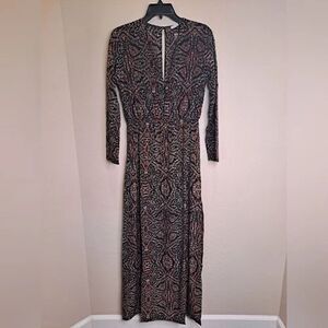 Three Eighty Two Maxi Gemma Deep V Maxi Dress Long Sleeves NWT Size Small